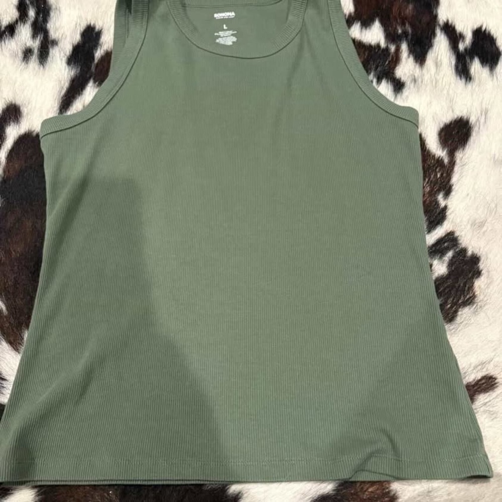 Sonoma Olive Ribbed Tank Top